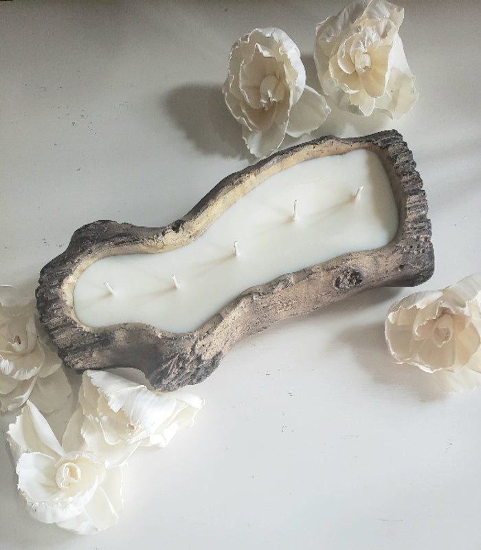 (Summer Scents) Faux Log Candle (Natural & White)