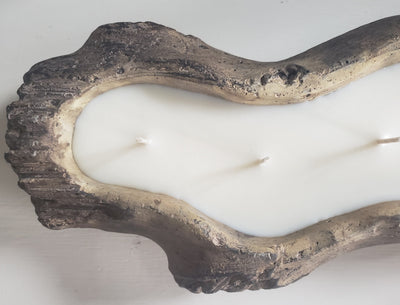(Winter Scents) Faux Log Candle (Natural & White)