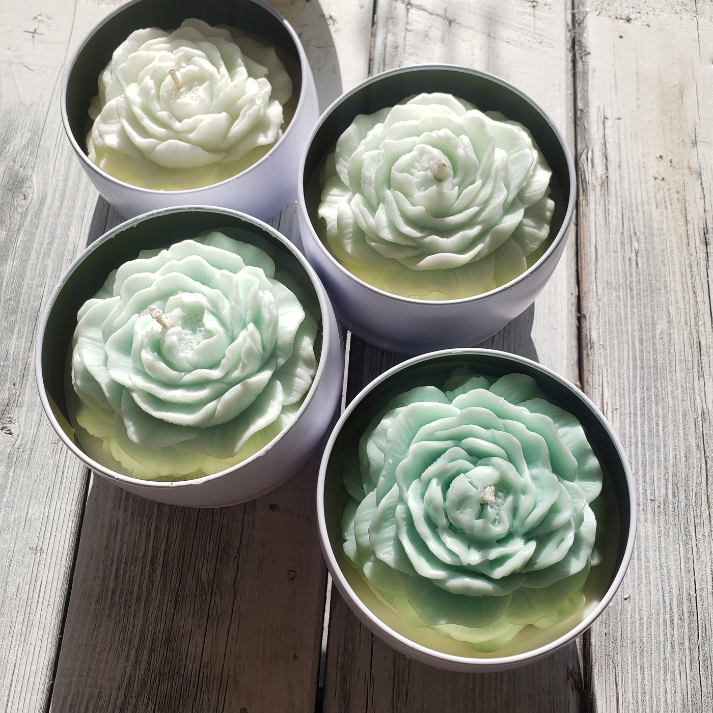 Ombre Bouquet of Peony Candles | White Tin Flower Candle