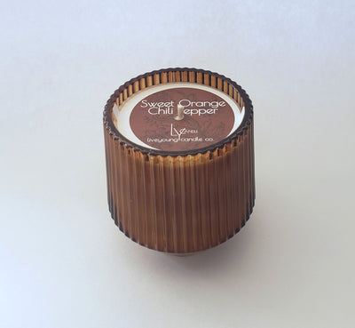 (Summer Scents) Amber Retro Ribbed Candle