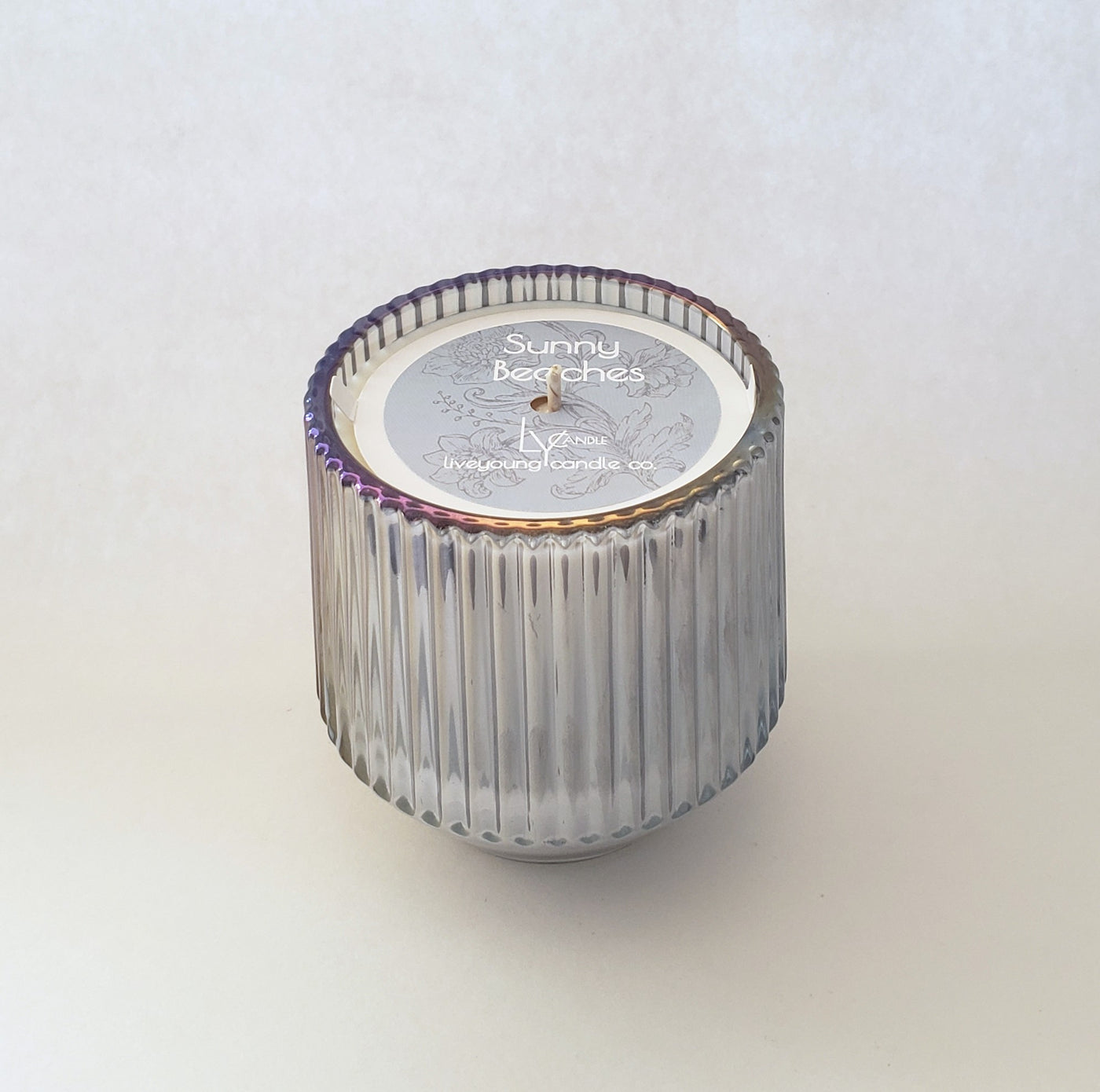 (Spring Scents) Blue Retro Ribbed Candle