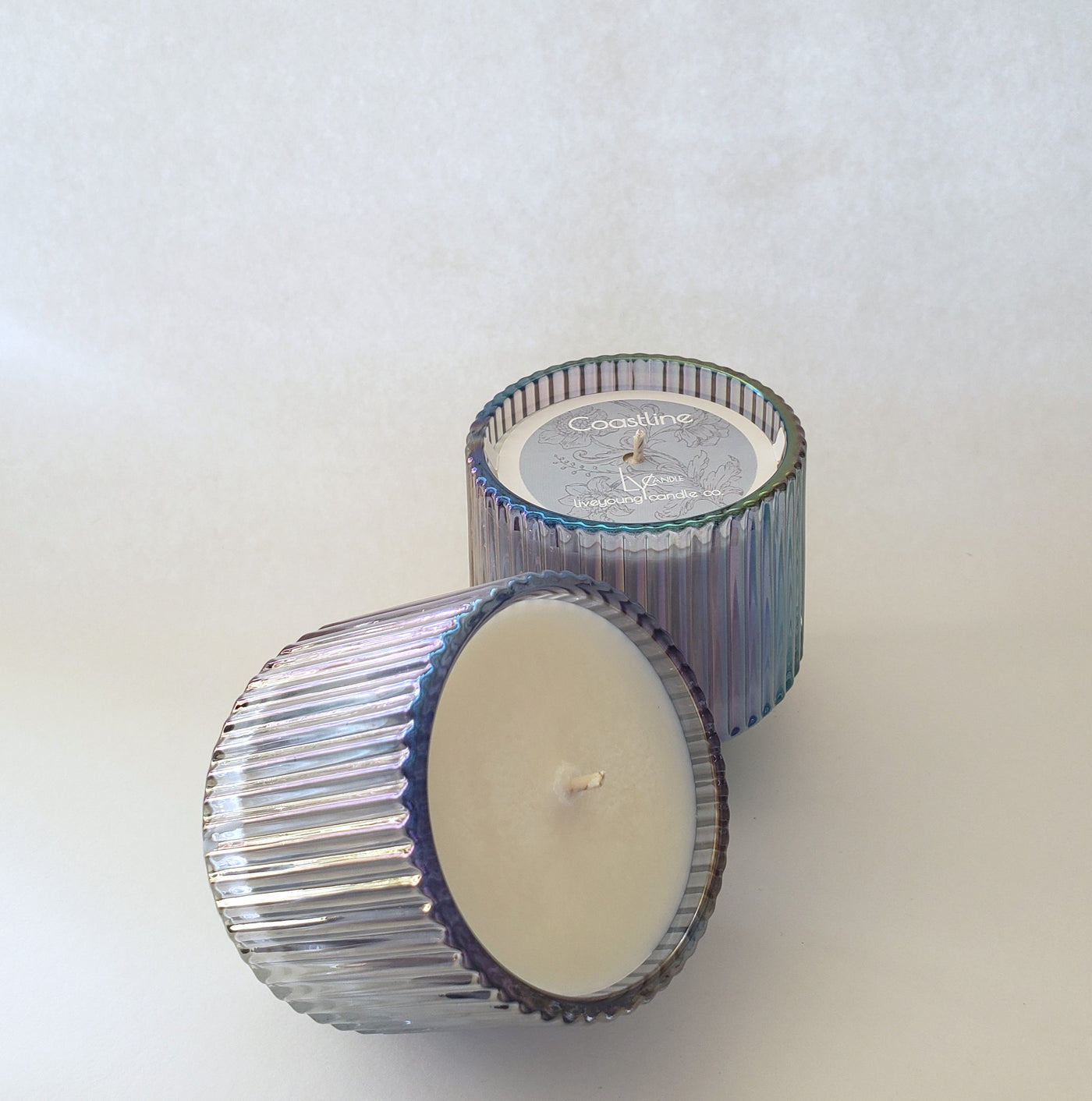(Classic Scents) Blue Retro Ribbed Candle