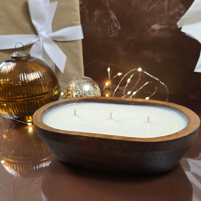 Wood Bowl Candle - Winter