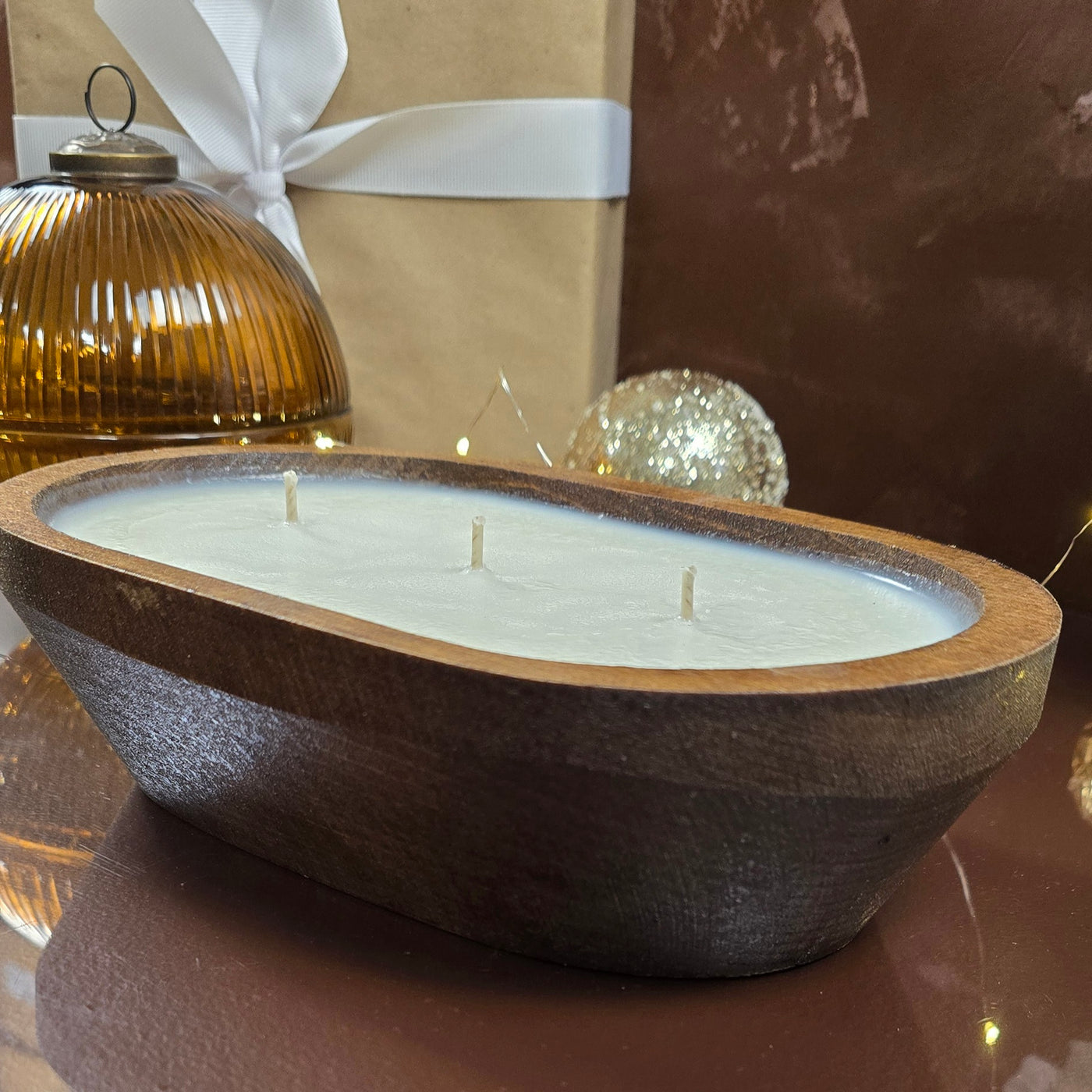 Wood Bowl Candle - Winter