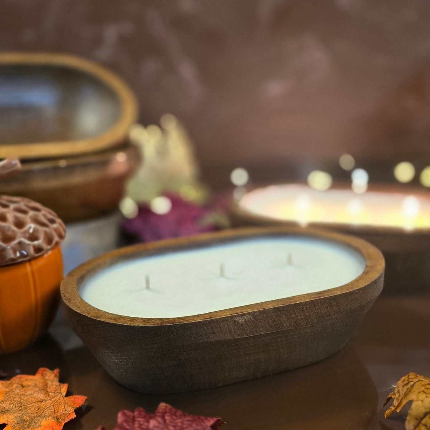 Wood Bowl Candle (Fall)