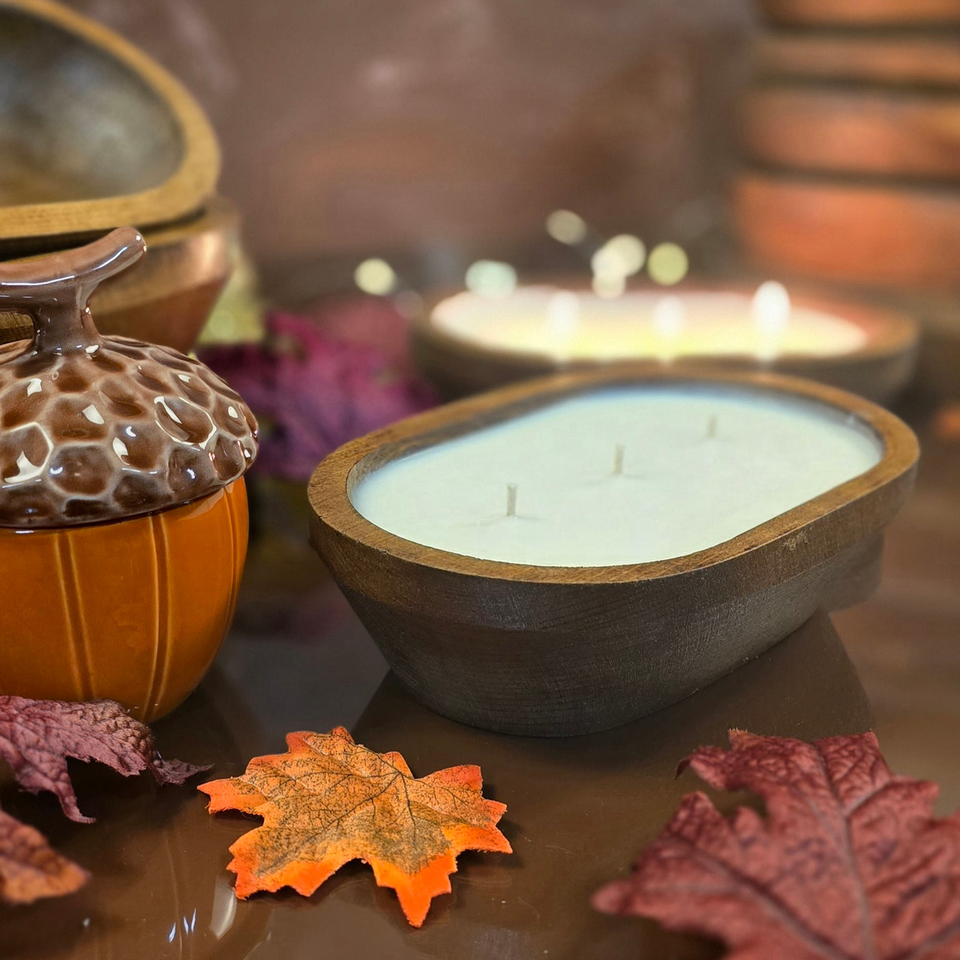 Wood Bowl Candle (Fall)