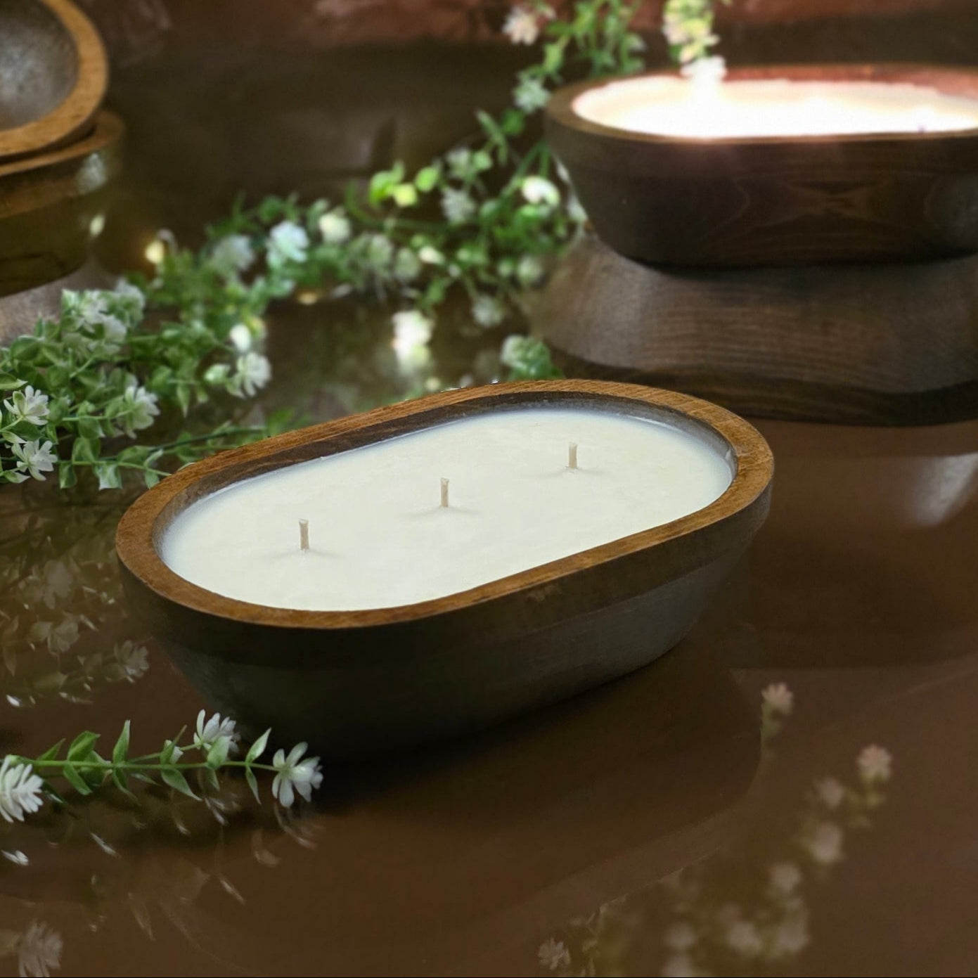 Wood Bowl Candle (Spring)