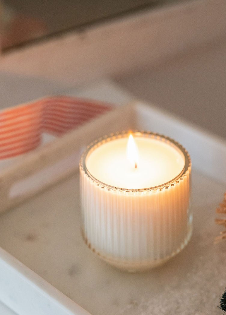 (Spring Scents) Clear Retro Ribbed Candle