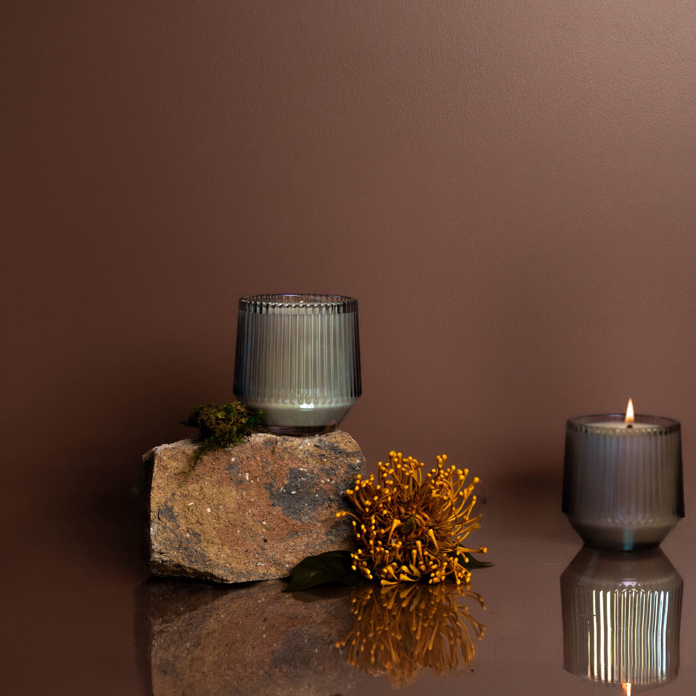 (Fall Scents) Blue Retro Ribbed Candle