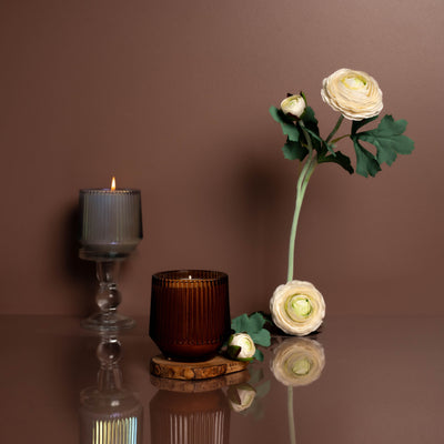 (Spring Scents) Amber Retro Ribbed Candle