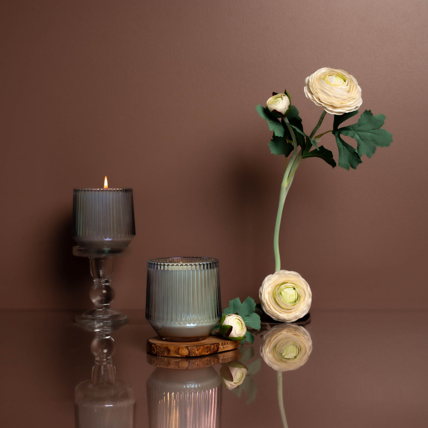 (Spring Scents) Blue Retro Ribbed Candle