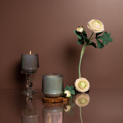 (Spring Scents) Blue Retro Ribbed Candle