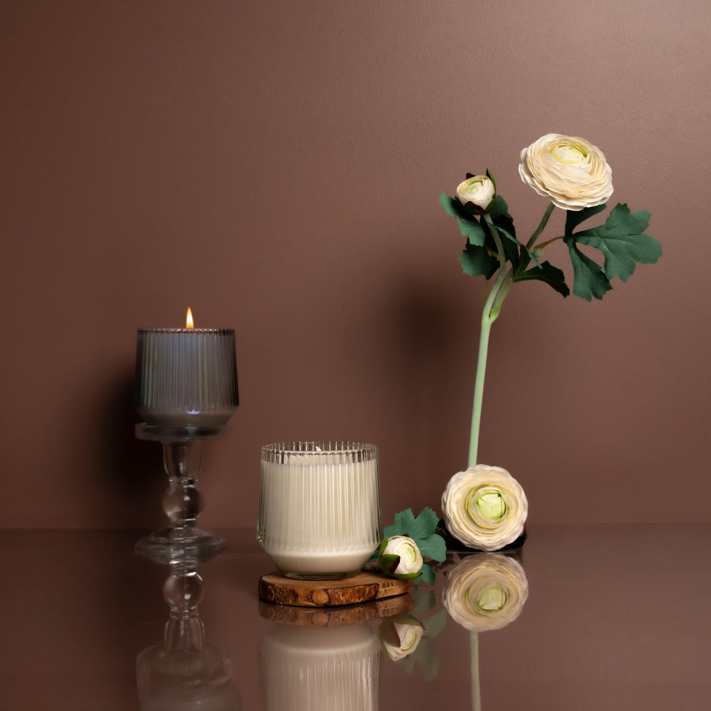 (Spring Scents) Clear Retro Ribbed Candle