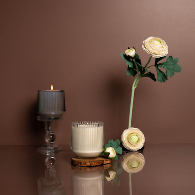 (Spring Scents) Clear Retro Ribbed Candle