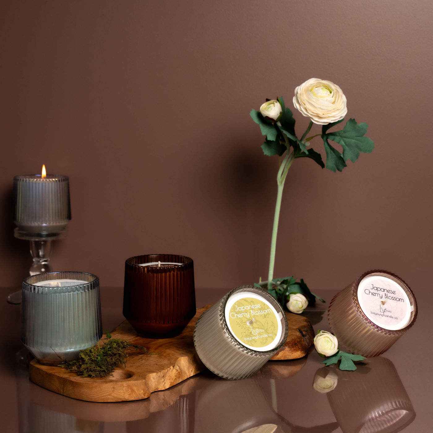 (Spring Scents) Clear Retro Ribbed Candle