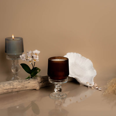(Summer Scents) Amber Retro Ribbed Candle