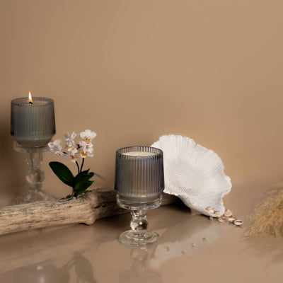 (Summer Scents) Blue Retro Ribbed Candle