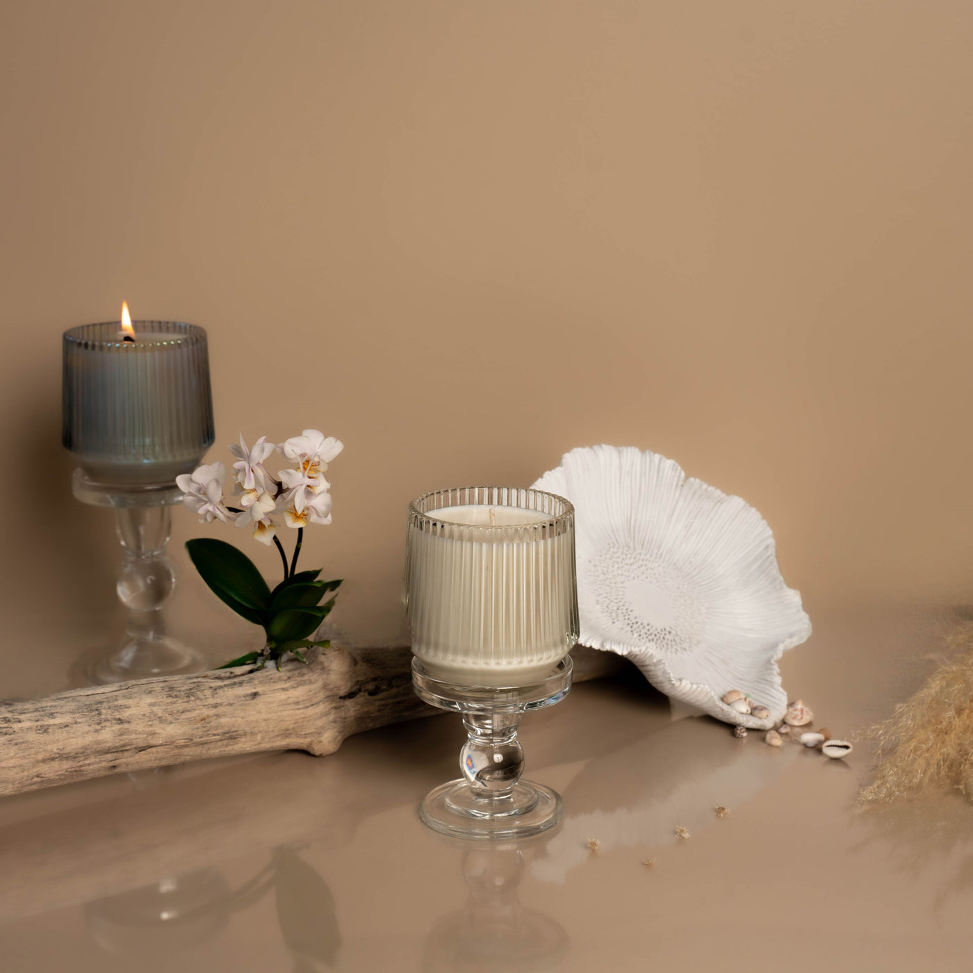 (Summer Scents) Clear Retro Ribbed Candle