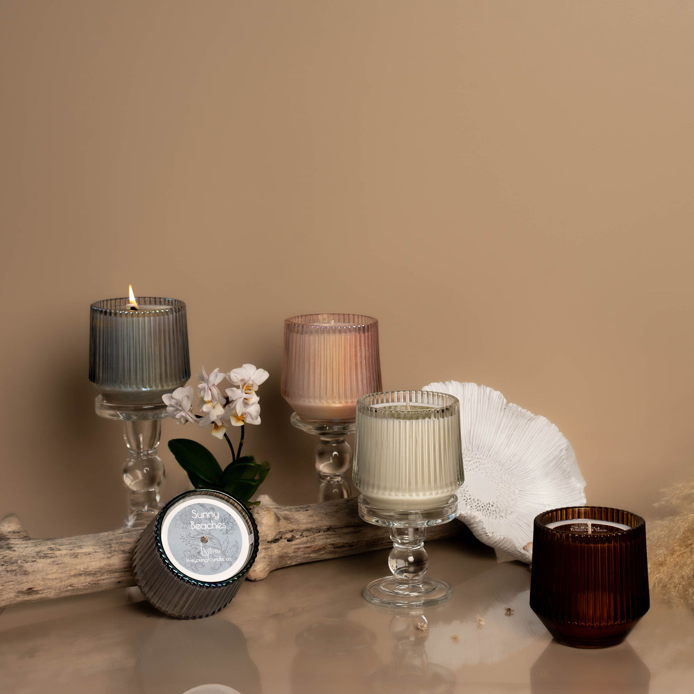 (Summer Scents) Pink Retro Ribbed Candle
