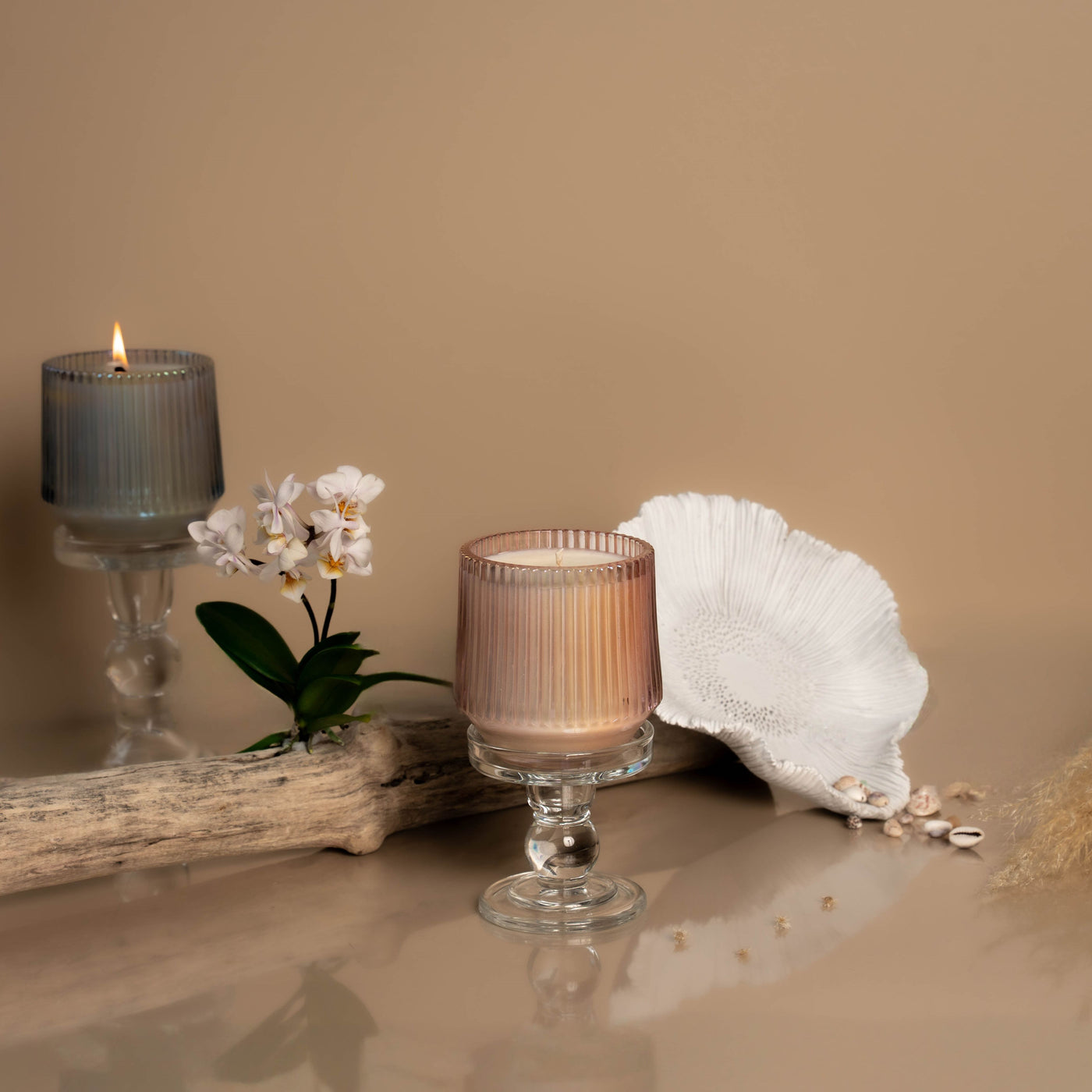 (Summer Scents) Pink Retro Ribbed Candle