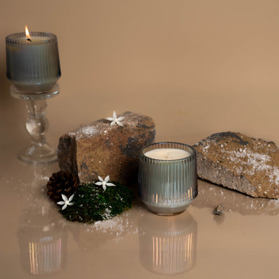 (Winter Scents) Blue Retro Ribbed Candle