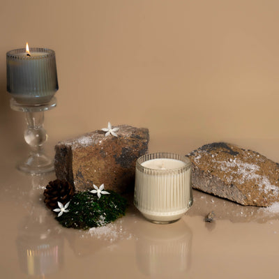 (Winter Scents) Clear Retro Ribbed Candle