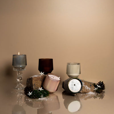 (Winter Scents) Amber Retro Ribbed Candle