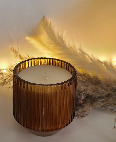 Amber Retro Ribbed Candle (Classic Scents)