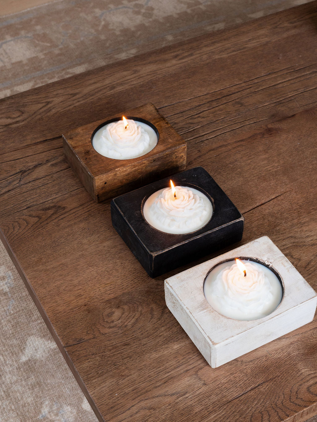 (Spring Scents) Flower Box Candle (Brown, White, Black)