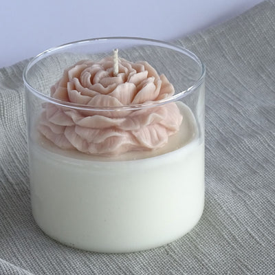 Clear Peony Candle - Tan