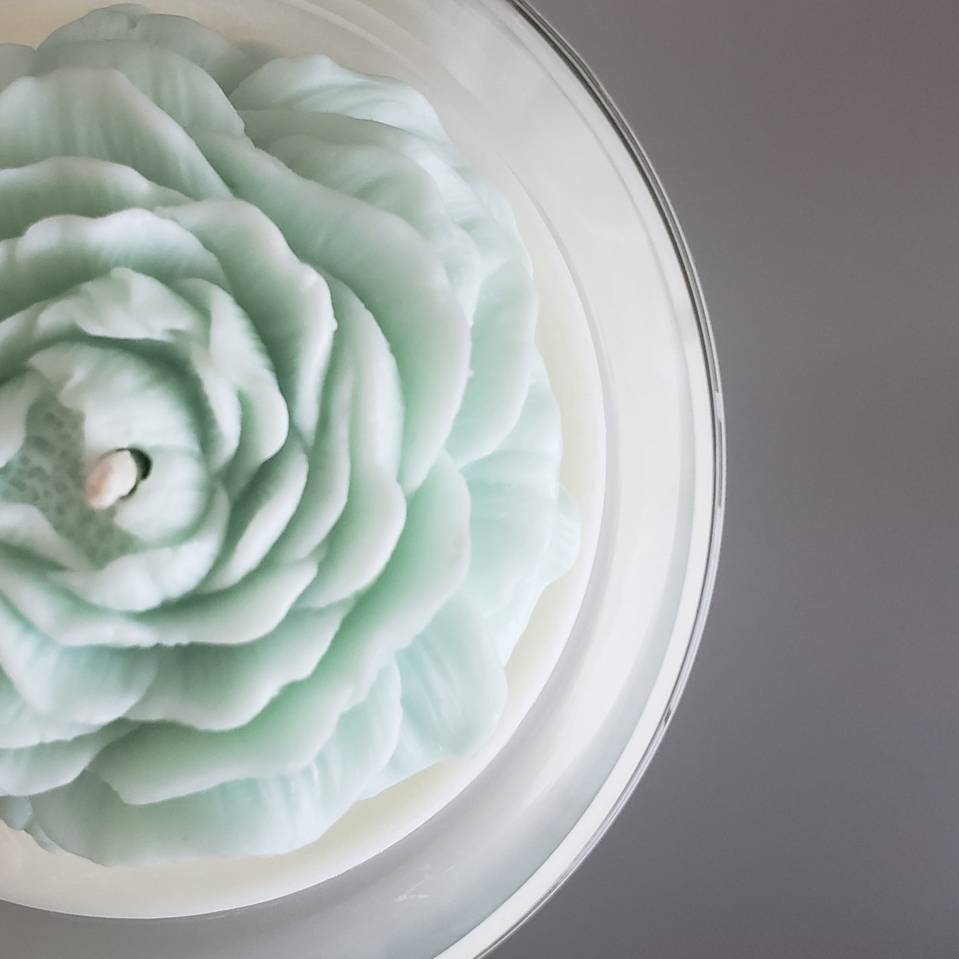 Clear Peony Candle - Green