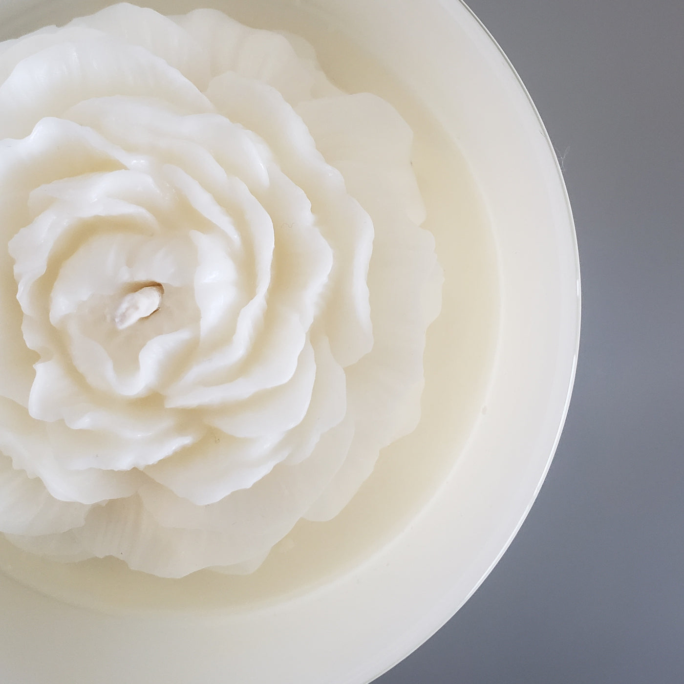 White Glass Peony Candle