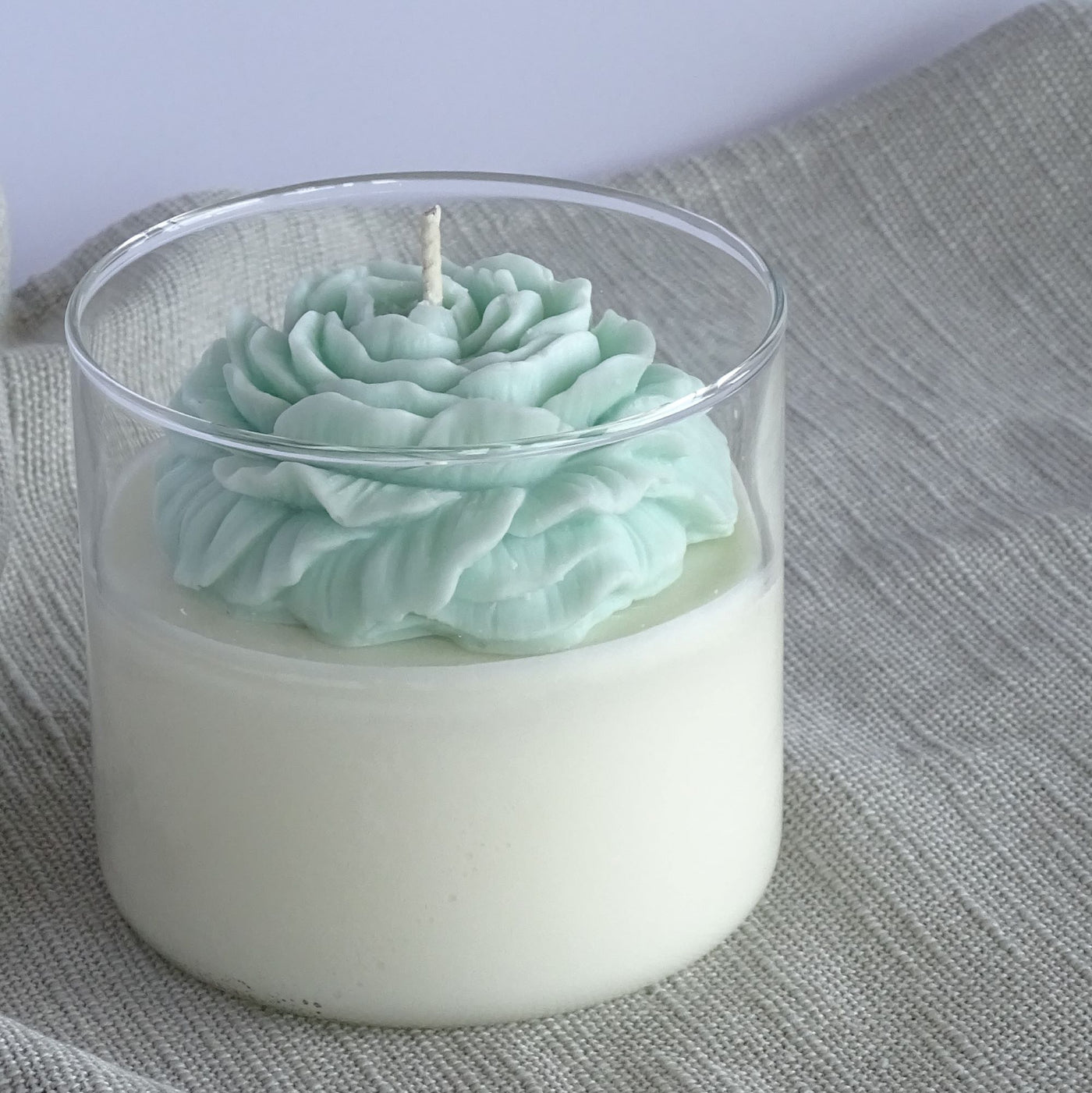 Clear Peony Candle - Green